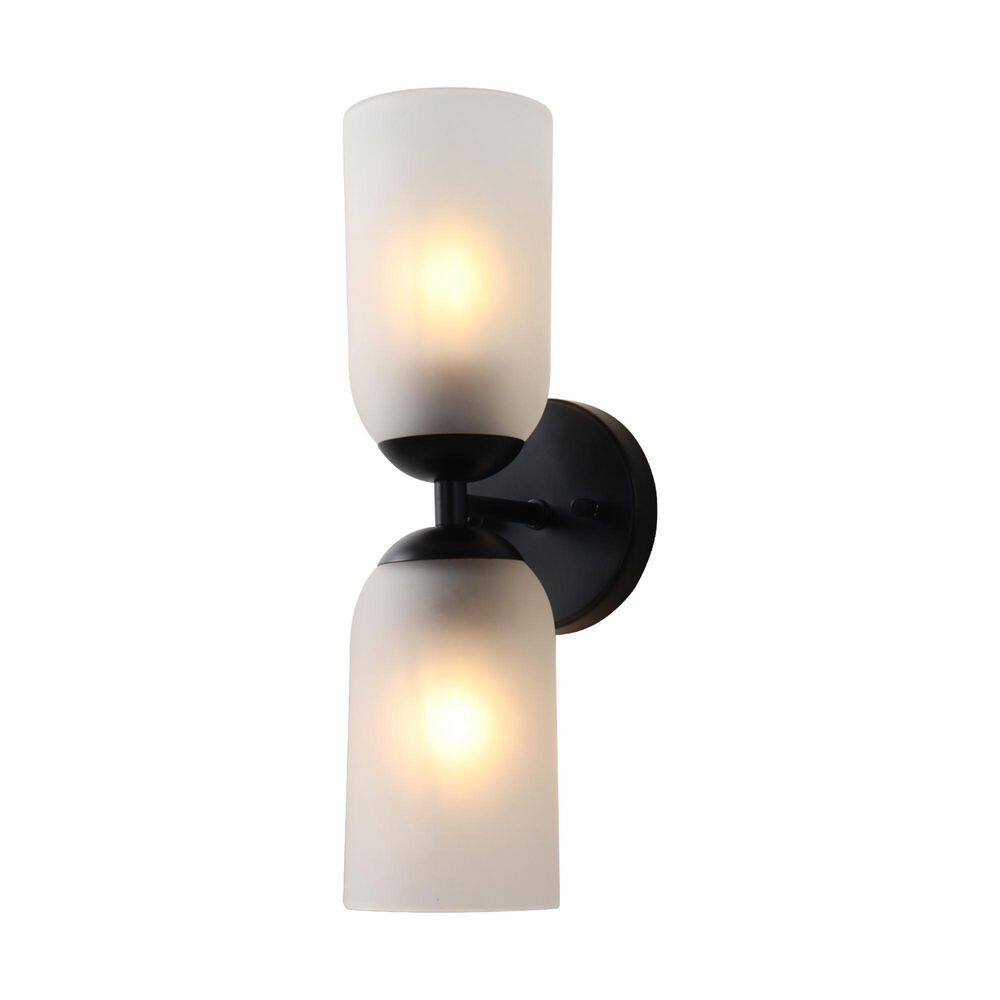 4.7 in. 2-Light Matte Black Modern Transitional Wall Sconce with  Frosted Glass Shade price history on PriceWatchPro