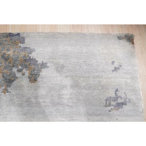 Ivory 8 ft. x 10 ft. Hand-Knotted Wool and Bamboo Silk Classic Modern Classic Area Rug