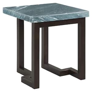 Cypher 22 in. Gray Square Marble End Table