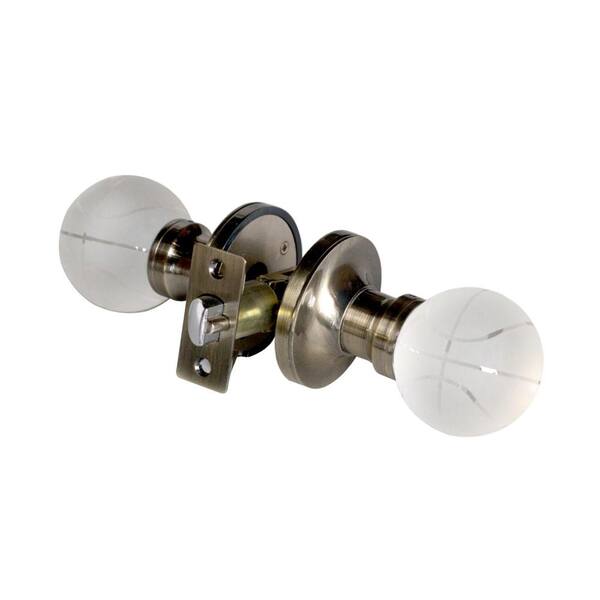 Krystal Touch of NY Basketball Crystal Antique Brass Privacy Bed/Bath Door Knob with LED Mixing Lighting Touch Activated