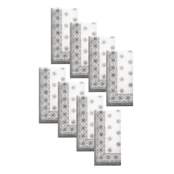 Threadmade Home Amani Tile Napkin, Set of 8, Gray - 17"W x 17"L