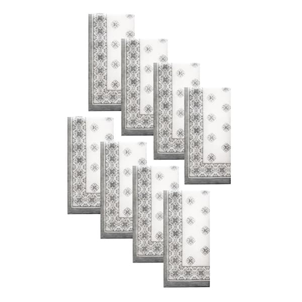 Threadmade Home Amani Tile Napkin, Set of 8, Gray - 17"W x 17"L