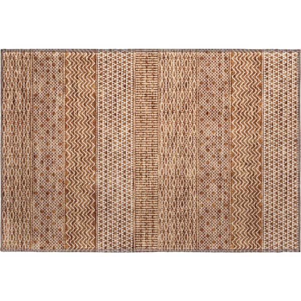 Mayfield Premium Machine Washable Abstract AMF939 Paprika 2 ft. x 3 ft. Area Rug