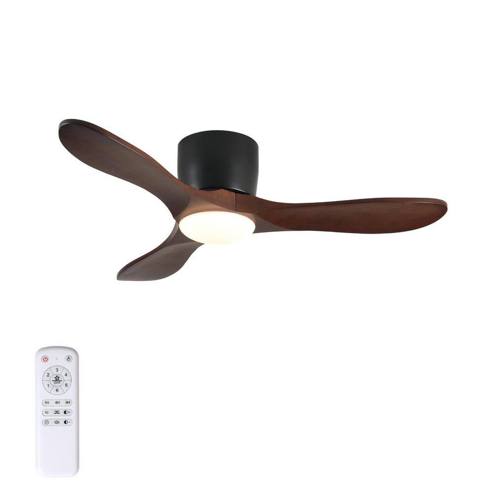 42 in. Ceiling Fan with Light and Remote, 3 Dark Walnut Wood Blades, 6-Speed Reversible DC Motor, Flush Mount price history on PriceWatchPro