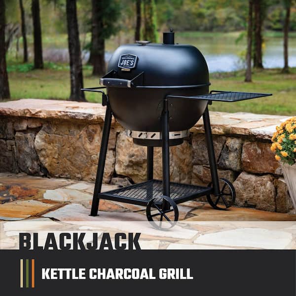 Blackjack 21.5 in. Heavy-Duty Kettle Charcoal Grill with 382 sq. in. Cooking Area in Black