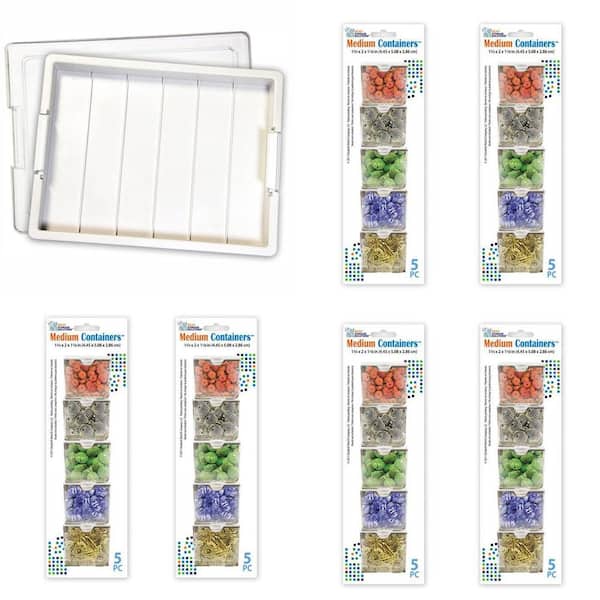 BEAD STORAGE SOLUTIONS Bundle with Tray, Lid, and 30-Piece Craft Supplies Container Pack