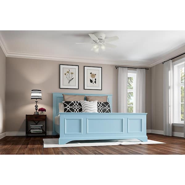 Builder 42 in. Snow White Low Profile Indoor Ceiling Fan with LED Light Kit and Pull Chain