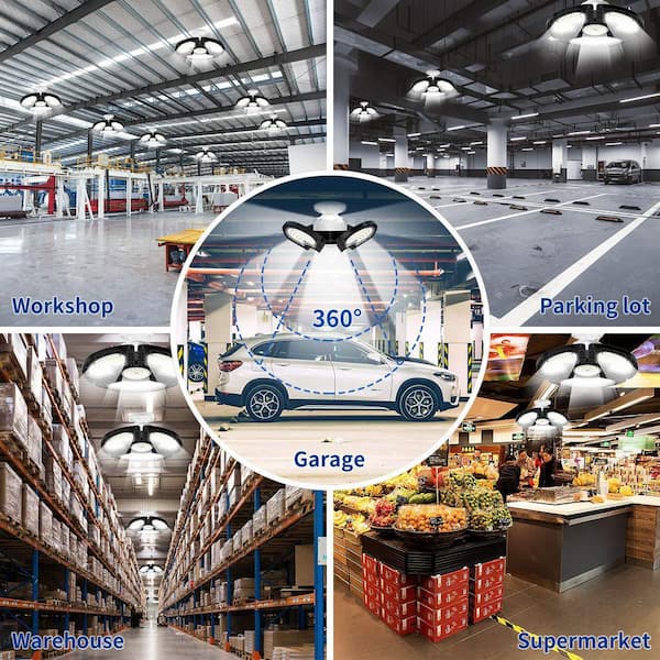 0.83 ft. 80-Watt Deformable LED Garage Ceiling Light, 12000 Lumens Shop Light for Garage Workshop Basement