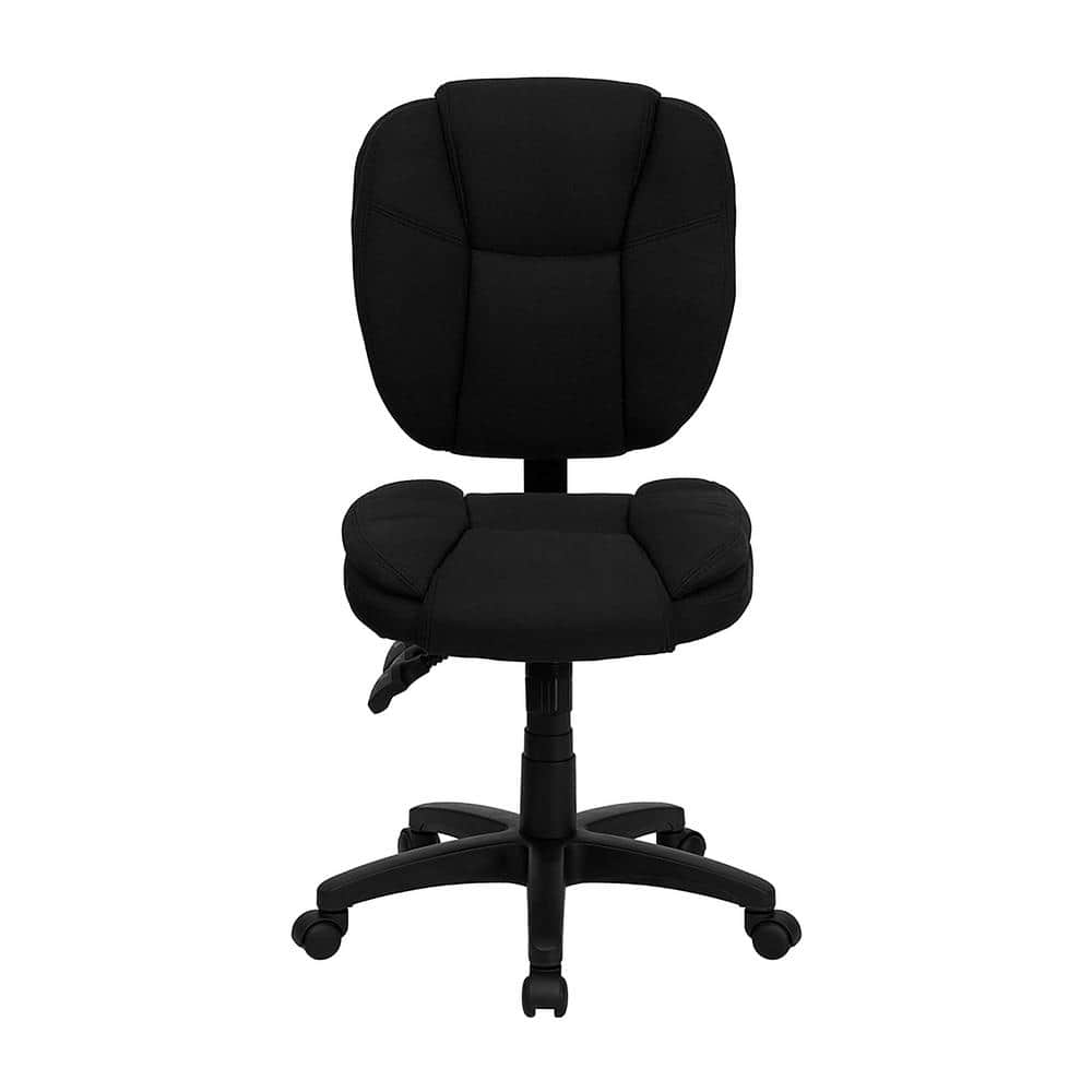 ErgoComfort Mid-Back Black Fabric Swivel Task Chair with Pillow Top