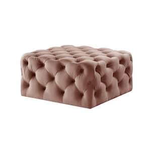 Blush Velvet Square Cocktail 33 L x 33 W x 17 H Ottoman