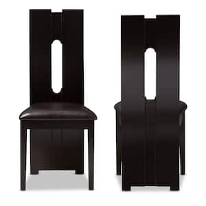 Alani Dark Brown Faux Leather Dining Chair (Set of 2)
