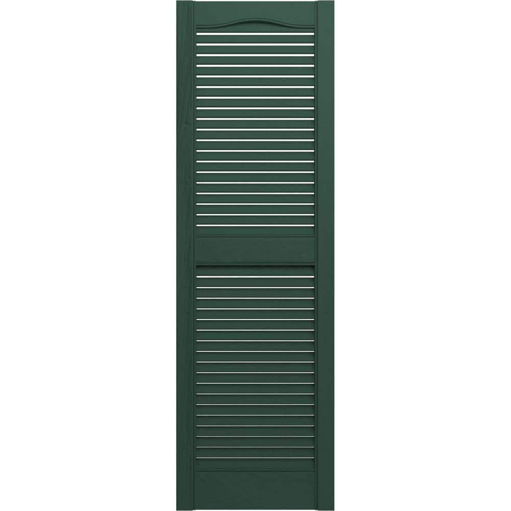 12 in. Vinyl Louvered Shutters in Midnight Green - Set of 2 (12 in. W x 1 in. D x 52 in. H (4.76 lbs.))