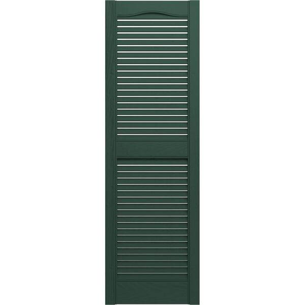 15 In Louvered Vinyl Exterior Shutters Pair Midnight Green Quality New x 60 In 