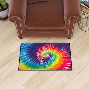 Wyoming Cowboys Tie Dye 19 in. x 30 in. Starter Mat Accent Rug