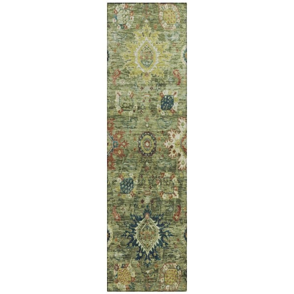 Chantille Machine Washable Indoor/Outdoor Abstract ACN1927 Aloe 2 ft. 3 in. x 7 ft. 6 in. Runner Rug