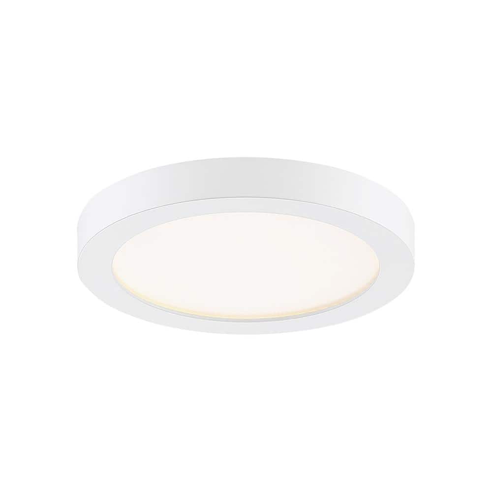 White Glass LED Flush Mount Ceiling Light with Brushed Nickel