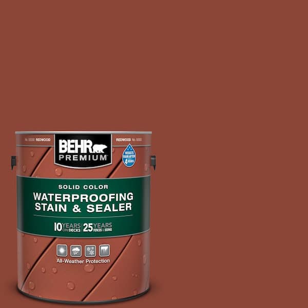 BEHR PREMIUM 1 gal. #SC-330 Redwood Solid Color Waterproofing Exterior Wood Stain and Sealer