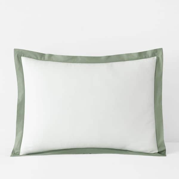 The Company Store Company Cotton Solid Border Trim Thyme Cotton Percale King Sham
