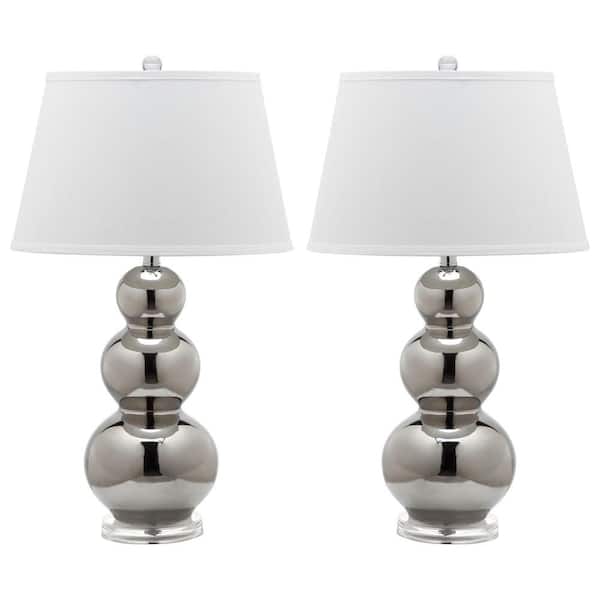 Safavieh Pamela 27 in. Silver Triple Gourd Ceramic Lamp (Set of 2)