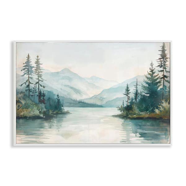 Stupell Industries Mountain Lake in Springtime by LSR Design Studio White Framed Nature Giclee Art Print 20 in. x 30 in.