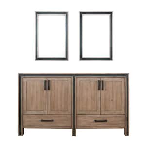 Ziva 60 in. W x 22 in. D Rustic Barnwood Double Bath Vanity without Top and 22 in Mirrors