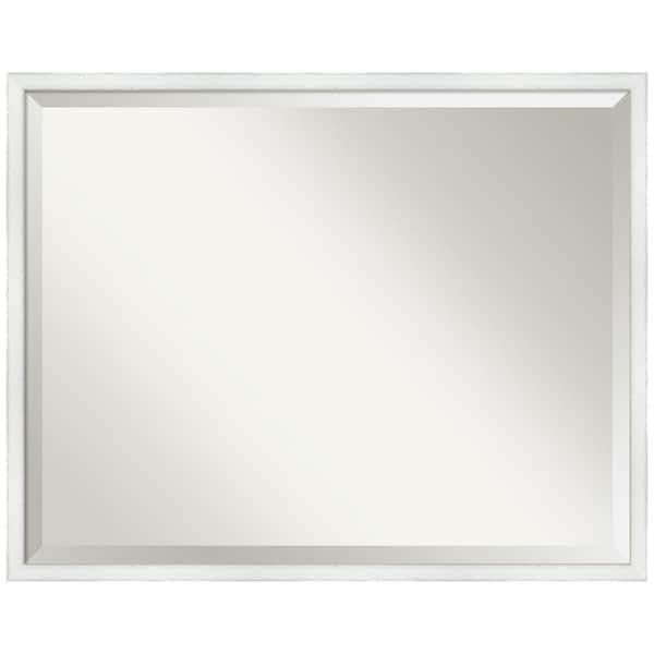Amanti Art Breeze 23.12 in. x 29.12 in. Rustic Rectangle Framed Distressed White Bathroom Vanity Wall Mirror