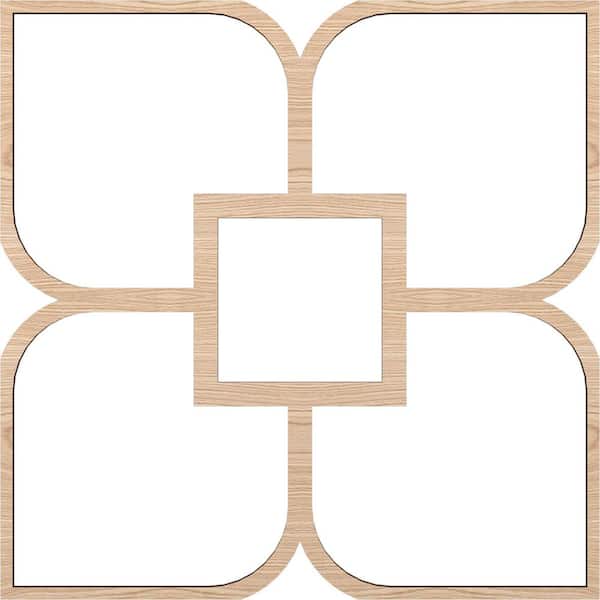 Ekena Millwork 39 in. W x 39 in. H x-3/8 in. T Small Olivia Decorative Fretwork Wood Ceiling Panels, Red Oak