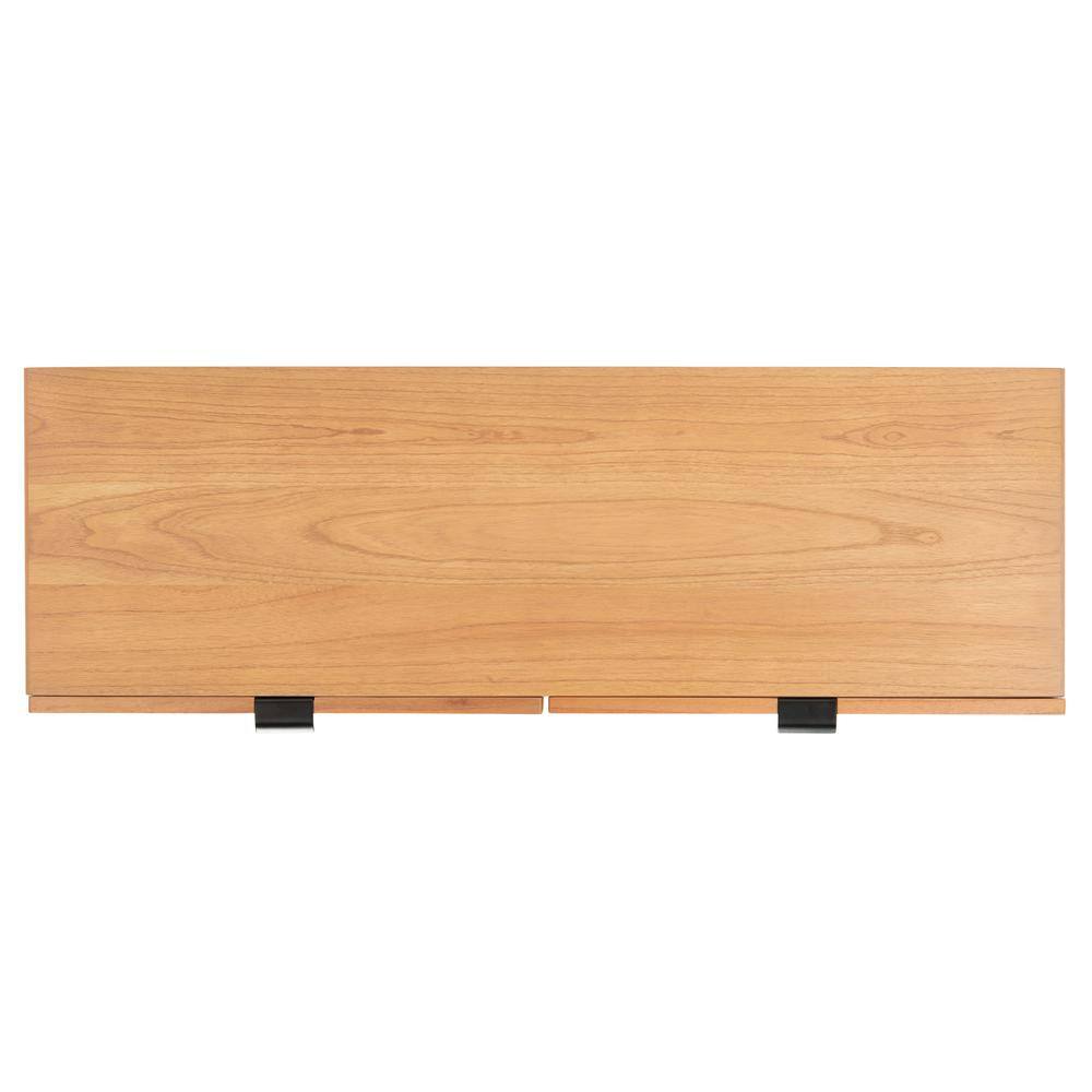Natural Wood and Rattan 47" Console Table with Storage