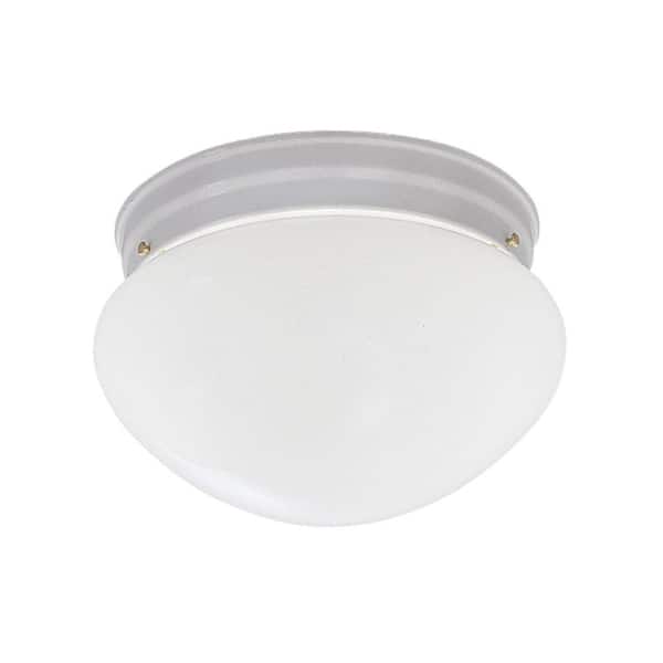 Hampton Bay Basic Flushmount 9 in. 2-Light White Flush Mount with Frosted Glass Shade