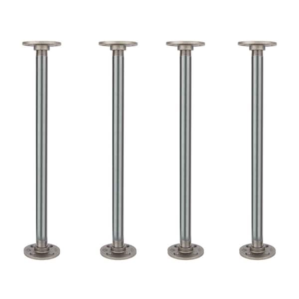 PIPE DECOR 3/4 in. x 1.5 ft. Black Steel Pipe Table Legs with Round Flanges (4-Pack)