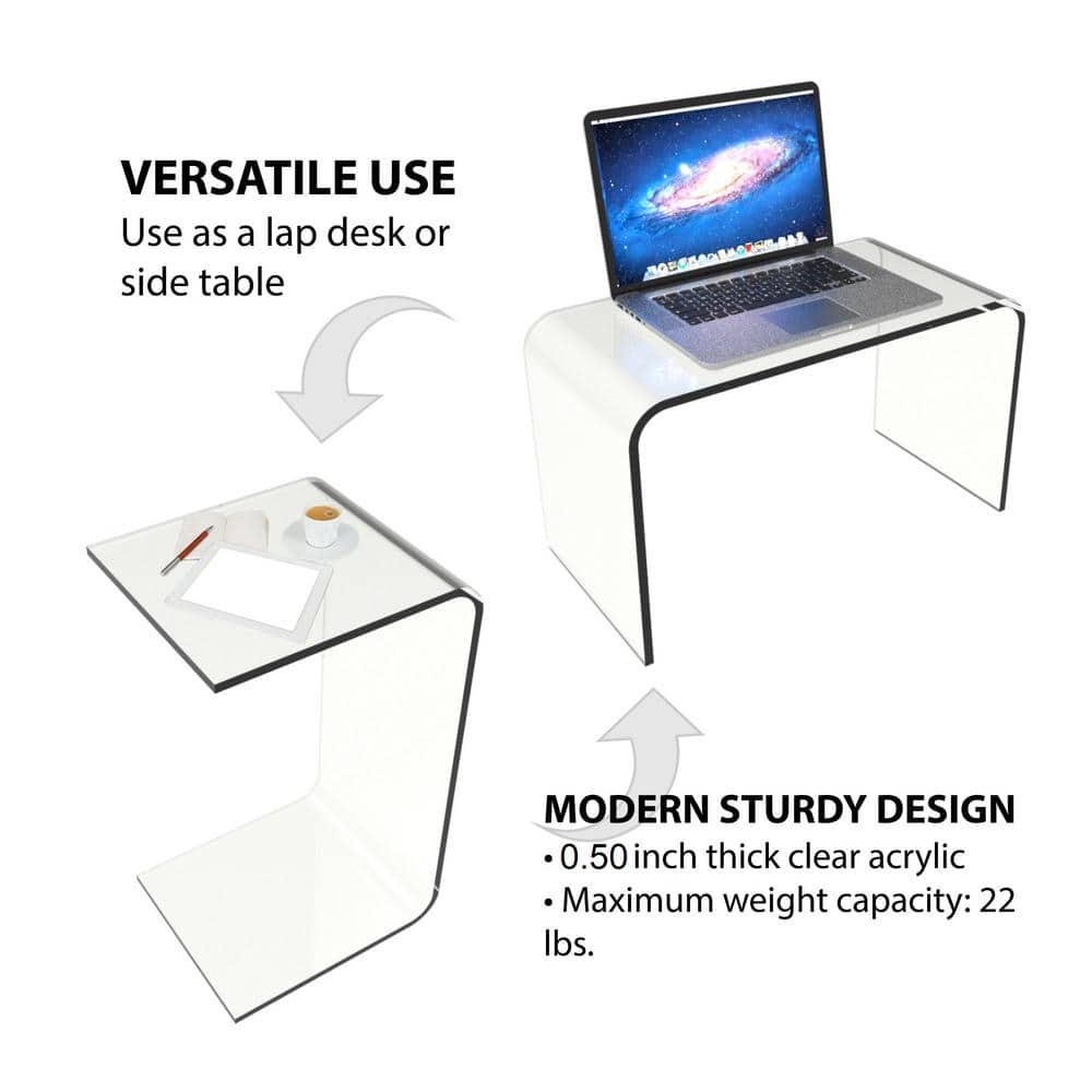 Acrylic Clear Modern C-Style Vertical End Table - thumbnail 2