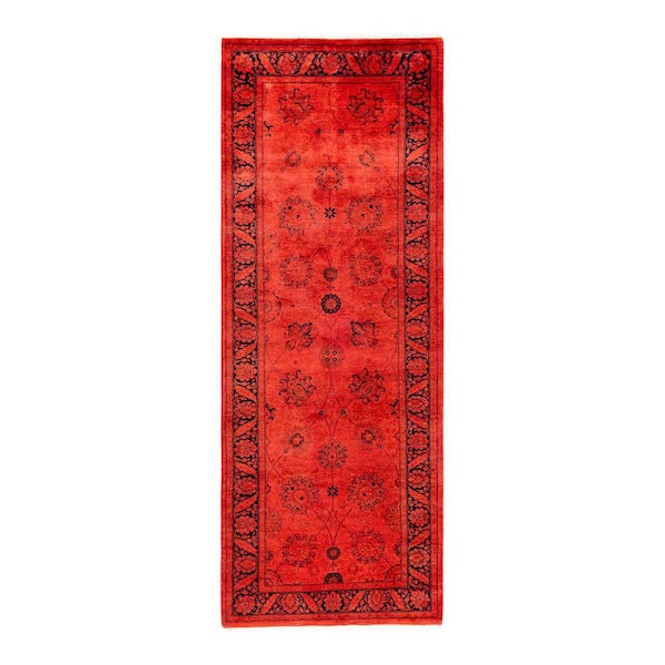 Overdyed Orange 3 ft. x 8 ft. Solid Wool Indoor Runner Rug