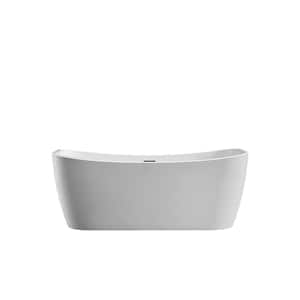 Arles 67 in. Acrylic Flatbottom Non-Whirlpool Freestanding Bathtub in Glossy White