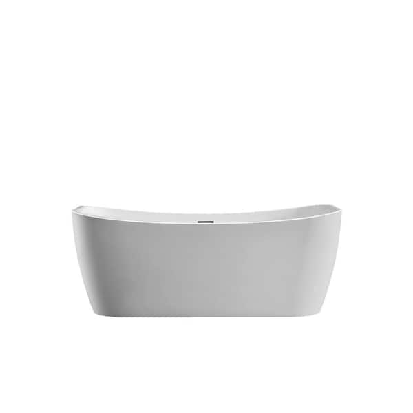 Bellaterra Home Arles 67 in. Acrylic Flatbottom Non-Whirlpool Freestanding Bathtub in Glossy White