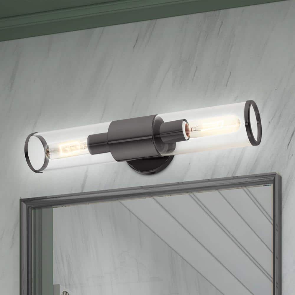 Bancroft Black Chrome 2-Light ADA Vanity with Clear Glass