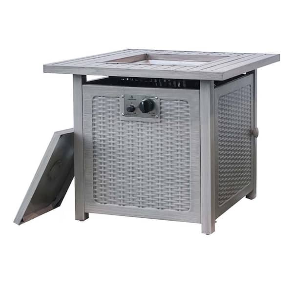 Sireck 28 in. Light Grey Square Steel Fire Pit Table
