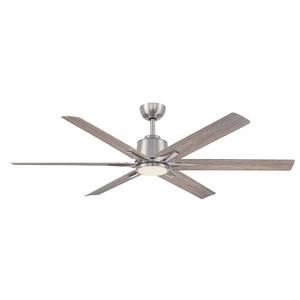 Kensgrove II 60 in. Smart Indoor/Outdoor Brushed Nickel Ceiling Fan with Remote Included Powered by Hubspace
