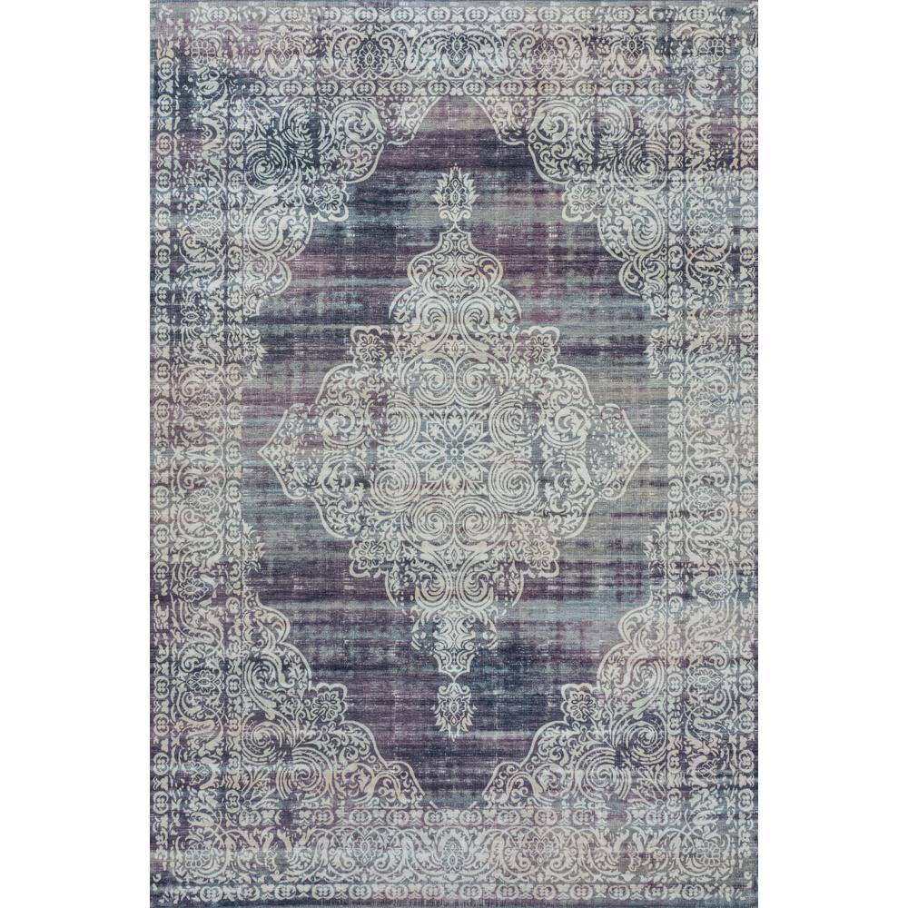 Regis Purple and Cream Medallion Washable Area Rug 8' x 10'