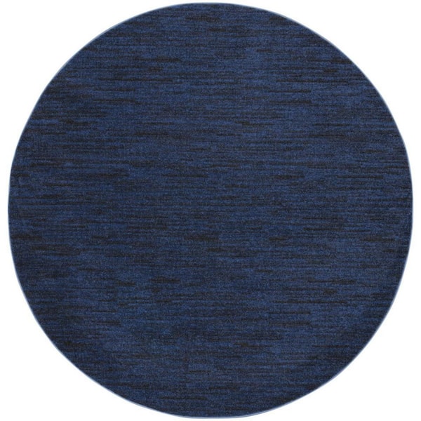 Blue 8 ft. x 8 ft. Woven Polypropylene Round Indoor/Outdoor Area Rug