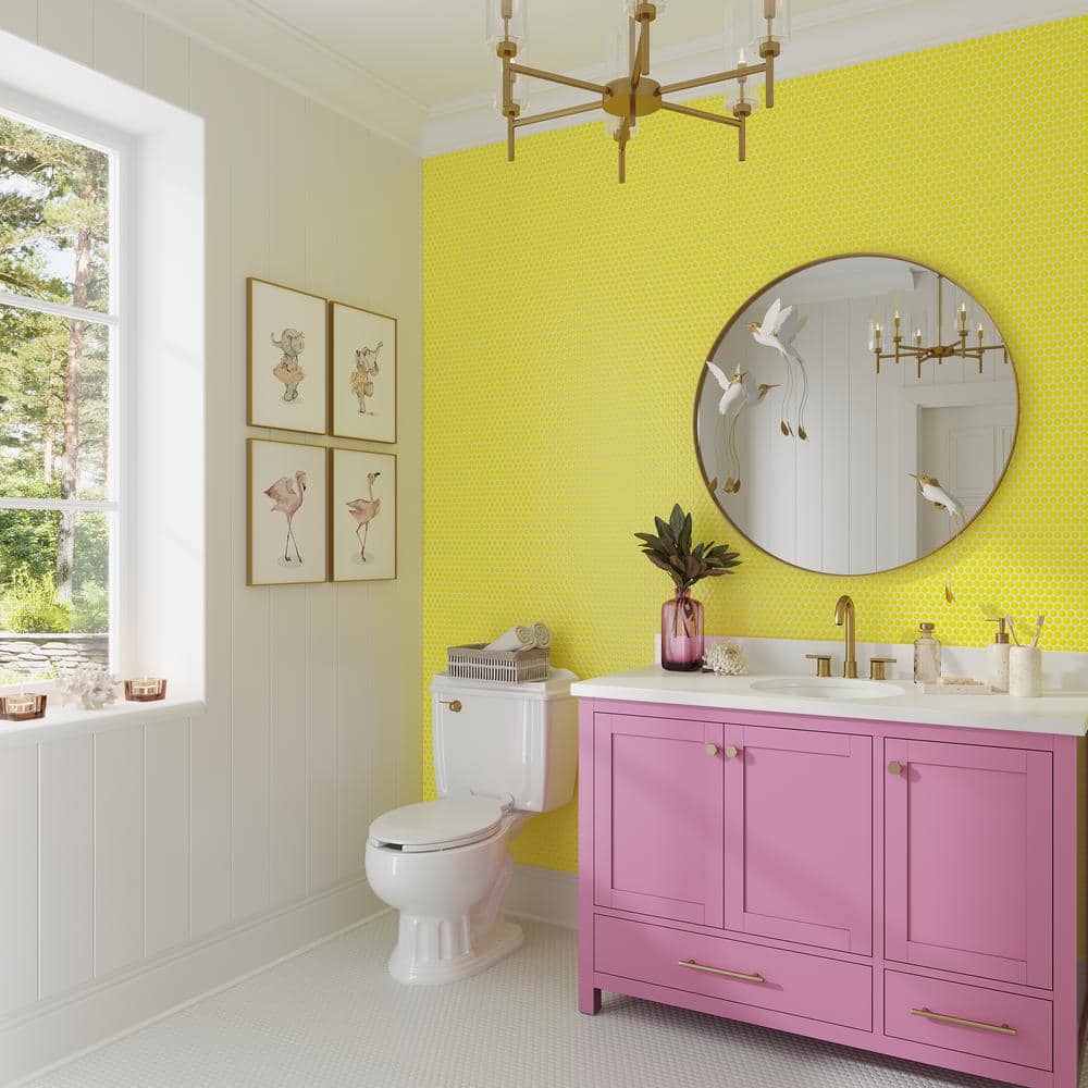 Cirkel 11.46'' Yellow Glossy Porcelain Mosaic Tile Sheet