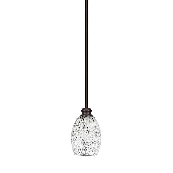 Unbranded Albany 60-Watt 1-Light Espresso Shaded Pendant Light with Black Fusion Glass Shade, No Bulbs Included