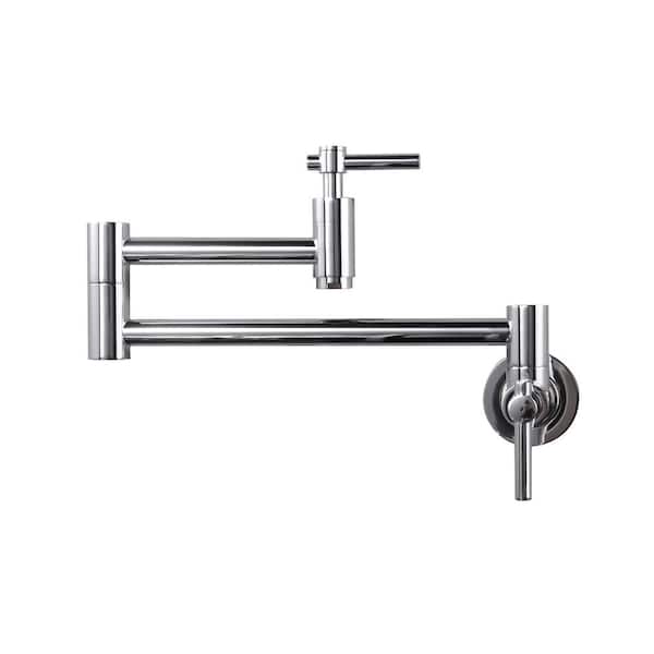 AVITAS 1.8 GPM Wall Mounted Solid Brass Pot Filler with 2 Handles in Chrome