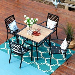Elegant 5-Piece Metal Outdoor Patio Dining Set with Stackable Chairs
