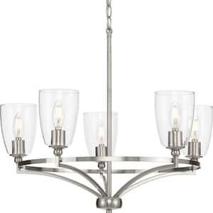 Parkhurst 25.25 in. 5-Light Brushed Nickel New Traditional Chandelier with Clear Glass Shades for Dining Room