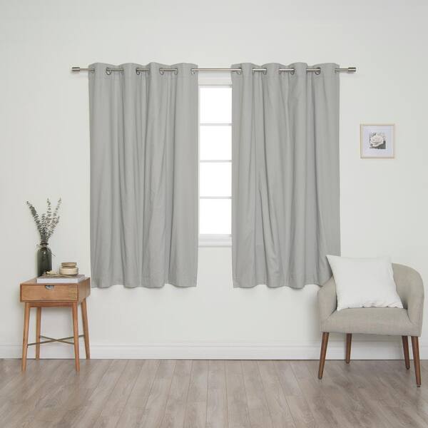Best Home Fashion gray Grommet Blackout Curtain - 52 in. W x 63 in. L  (Set of 2)