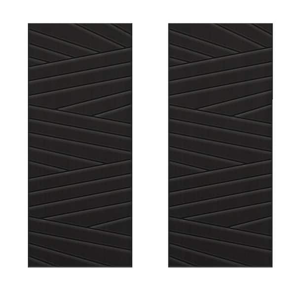 60 in. x 80 in. Hollow Core Black Painted Composite MDF Interior Double Closet Sliding Doors