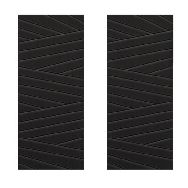 CALHOME 60 in. x 96 in. Hollow Core Black Painted Composite MDF Interior Double Closet Sliding Doors