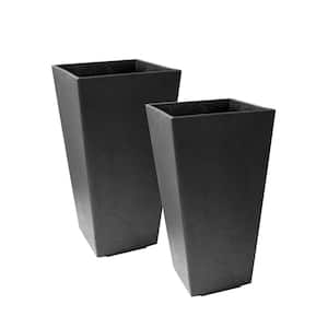 20 in. Sonata Indoor/Outdoor Recycled Rubber Self Watering Planter in Slate, (2-Pack)