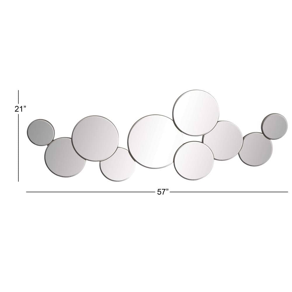 57" Silver Round Wood Cluster Wall Mirror