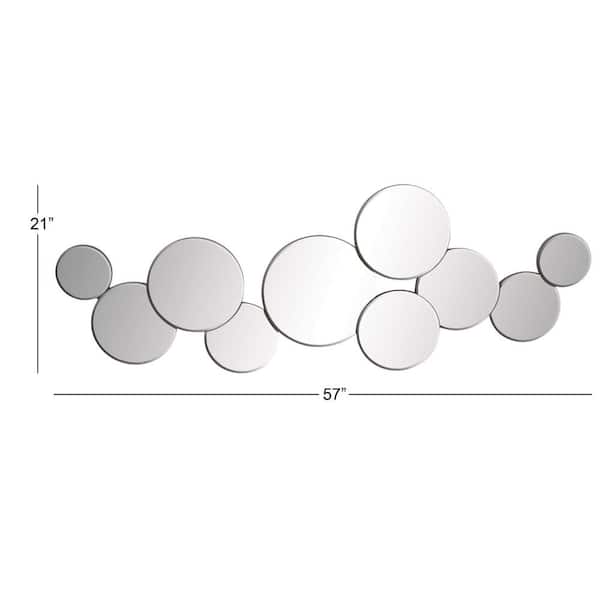 20 in. x 57 in. Bubble Cluster Round Framed Silver Wall Mirror